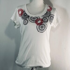 i.e.‎ relaxed Womens White Graphic Medallion Cotton T-Shirt Size M